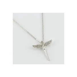 Kanat Figürlü Zirkon Taşlı Trend Kolye-Gümüş Rengi
