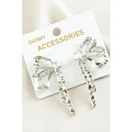 Fiyong Taşlı Trend Metal Küpe-Gümüş Rengi