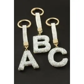 Harfli Savaroski Taşlı Anahtarlık-B