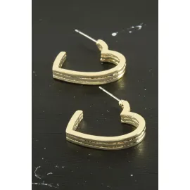 Kalp Trend Metal Küpe-Sarı