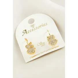 Kelebek Taşlı Klipsi Küpe-Sarı