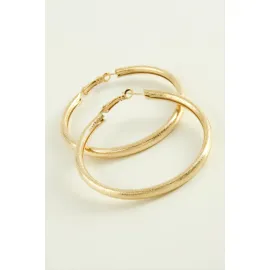 Simli Boru Halka Küpe 4,5 cm-Sarı