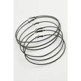 Çizgili Metal Halka Küpe 6 Adet-Sarı