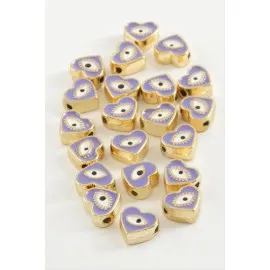 Kalp Göz Mineli Bileklik Ve Kolye Ucu Aparatı 1 Adet-Lila