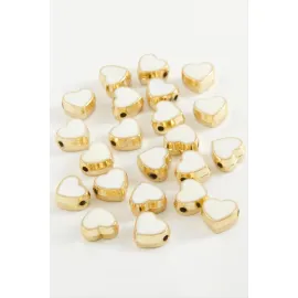 Kalp Mineli Bileklik ve Kolye Ucu Aparatı 1 Adet-Beyaz