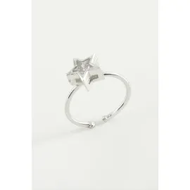 Dikdörtgen Taşlı Yüzük-Gümüş Rengi