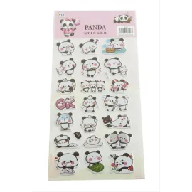 Panda Kabartmalı Sticker-Beyaz