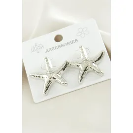 Deniz Yıldızı Metal Küpe-Gümüş Rengi