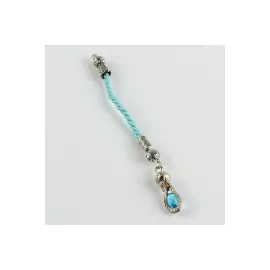 Zirkon Taşlı ÖrmeTesbih Püskülü 1Adet-Turkuaz