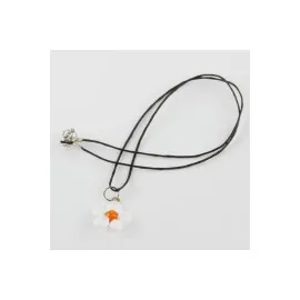 Papatya Cam Kolye-Beyaz