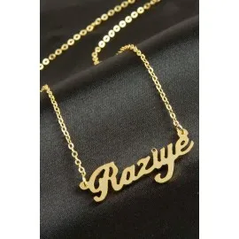 Raziye İsimli Kolye -Sarı