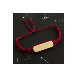 Ahşap Makrome Örgülü Bileklik-Bordo