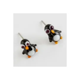 Penguen Cam Küpe-Siyah