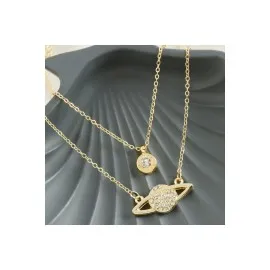 Satürn Yeni Sezon İkili Kolye-Sarı