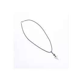 Ok Figürlü Kuru Kafa Vinlex Deri Kolye-Gümüş Rengi