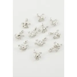 Kurbağa Kolye Ucu Aparatı 1 Adet-Gümüş Rengi