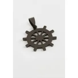 Dümen Çelik Kolye Ucu 2,5 Cm-Siyah