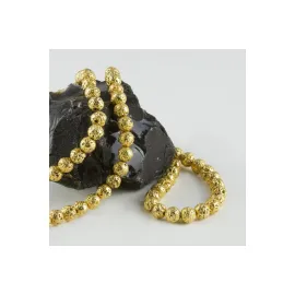 8 mm Kaplamalı Lav Taşı-Altın Rengi