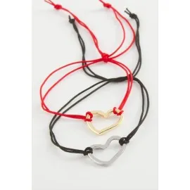 2 Adet Kalp İp Bileklik-Beyaz