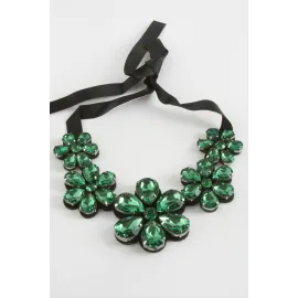 Papatya Taşlı Yaka Kolye-Sarı