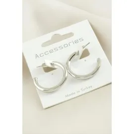 Boru Halka Küpe 2,5 Cm-Gümüş Rengi