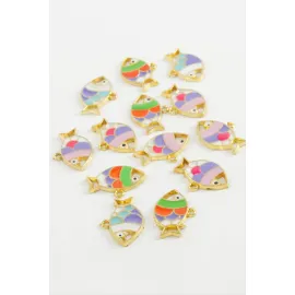 Balık Tek Kulp Mineli Bileklik Ve Kolye Ucu Aparatı 1 Adet-Sarı