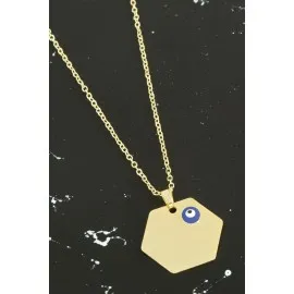 Altıgen İsim Yazılabilir Kolye-Gümüş Rengi