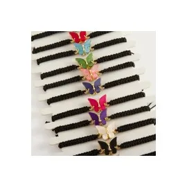 Kelebek Sedef Makrome Örgülü Bileklik-Siyah