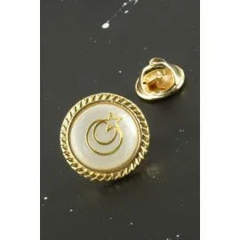 Ay Yıldız Sedef Yaka Rozet-Sarı