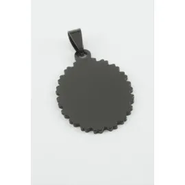 Oval İsim Yazılabilir Çelik Kolye Ucu 2,5X4 Cm-Siyah