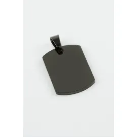 Künye İsim Yazılabilir Çelik Kolye Ucu 1,5X2,5 cm-Siyah