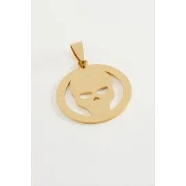 Kuru Kafa Çelik Kolye Ucu 2,5 Cm-Sarı