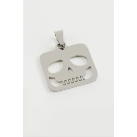 Kuru Kafa Çelik Kolye Ucu 2,5 cm-Gümüş Rengi