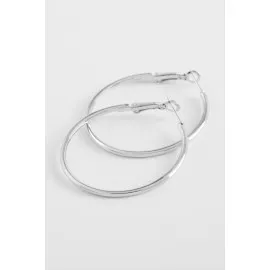 Metal Halka Küpe 3,5 Cm-Gümüş Rengi