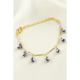 Damla Nazar Boncuk Mineli Bileklik-Mavi