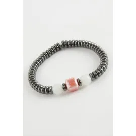 Cam - Hematit Doğaltaş Bileklik-Antrasit