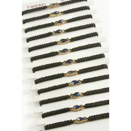 Balık Makrome Örgülü Bileklik-Siyah