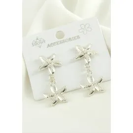 Deniz Yıldızı Trend Metal Küpe-Gümüş Rengi