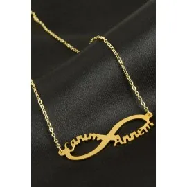 Canım Annem Plaka Sonsuz Kolye-Sarı