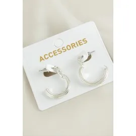 Yarım Halka Yeni Sezon Metal Küpe-Sarı