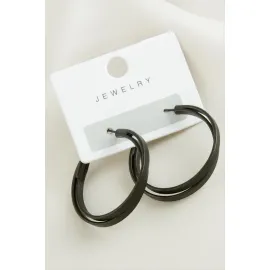 Çift Halka Trend Küpe 3,5 cm-Siyah