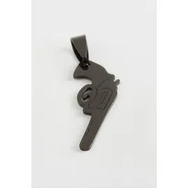 Silah Çelik Kolye Ucu 4,5 Cm-Siyah