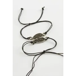 Best Friends Arkadaş Deri Bileklik-Siyah