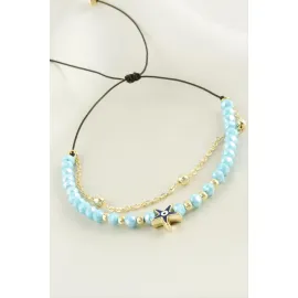 Deniz Yıldızı Kristal Zincirli Bileklik-Siyah