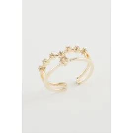 Yıldız Zirkon Taşlı Yüzük-Sarı