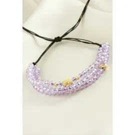 Üçlü Kristal Bileklik-Mor