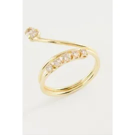 Yılan Zirkon Taşlı Yüzük-Gümüş Rengi