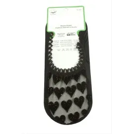 Kalp Dantel Babet Çorap-Siyah