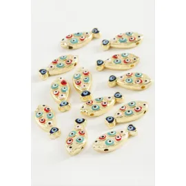 Balık Nazar Mineli Bileklik Ve Kolye Ucu Aparatı 1 Adet-Sarı