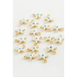 Deniz Yıldızı Tek Kulplu Mineli Bileklik Ve Kolye Ucu Aparatı 1 Adet-Beyaz